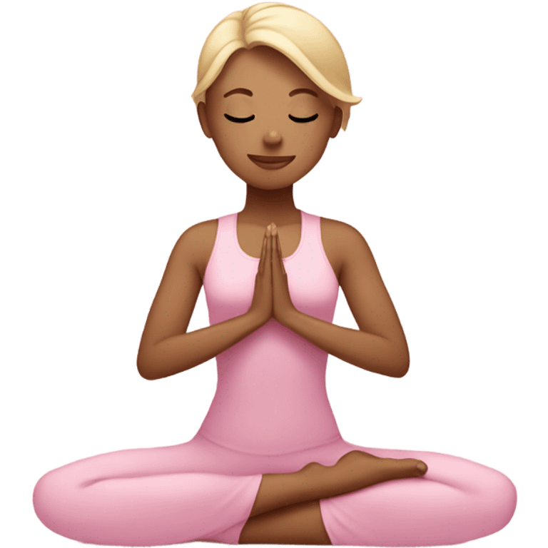 blonde yoga girl light pink clothes n emoji