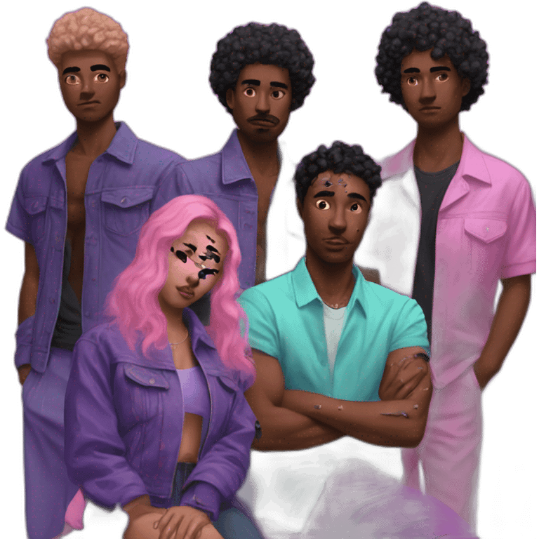 Vaporwave group of people with scars emoji