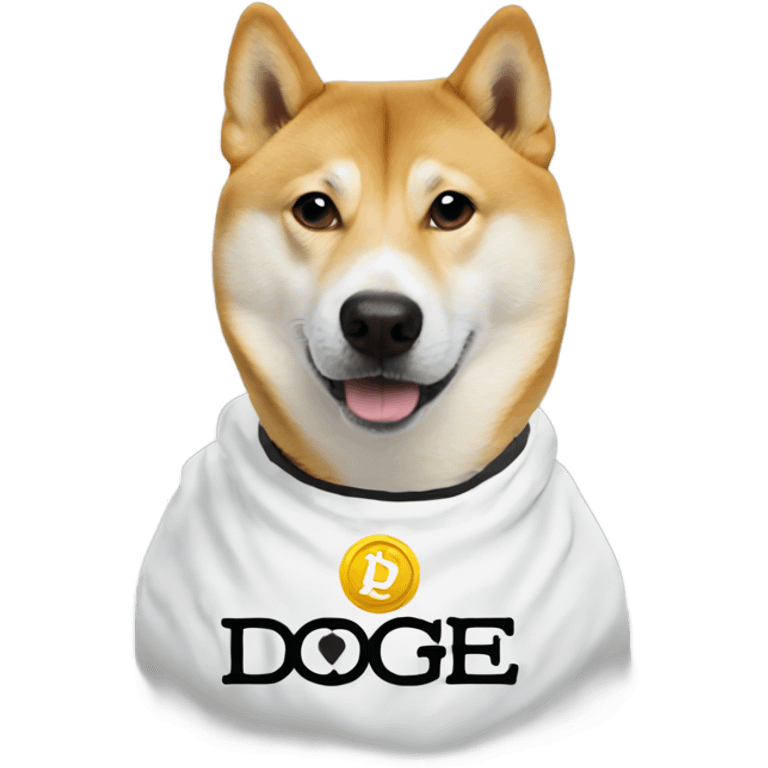 Doge wearing a shirt that says doge coin is doge ￼ emoji