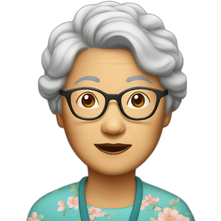 Asian grandma with glasses emoji