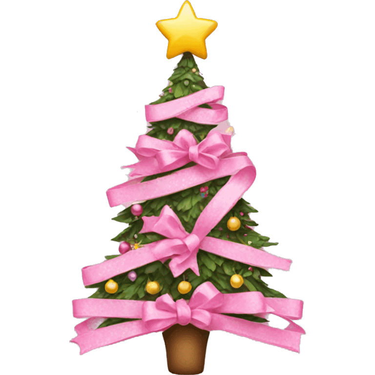 Pink bow christmas tree emoji