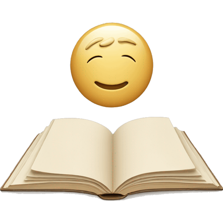 An open, hardcover book, depicted with a beige cover.  emoji