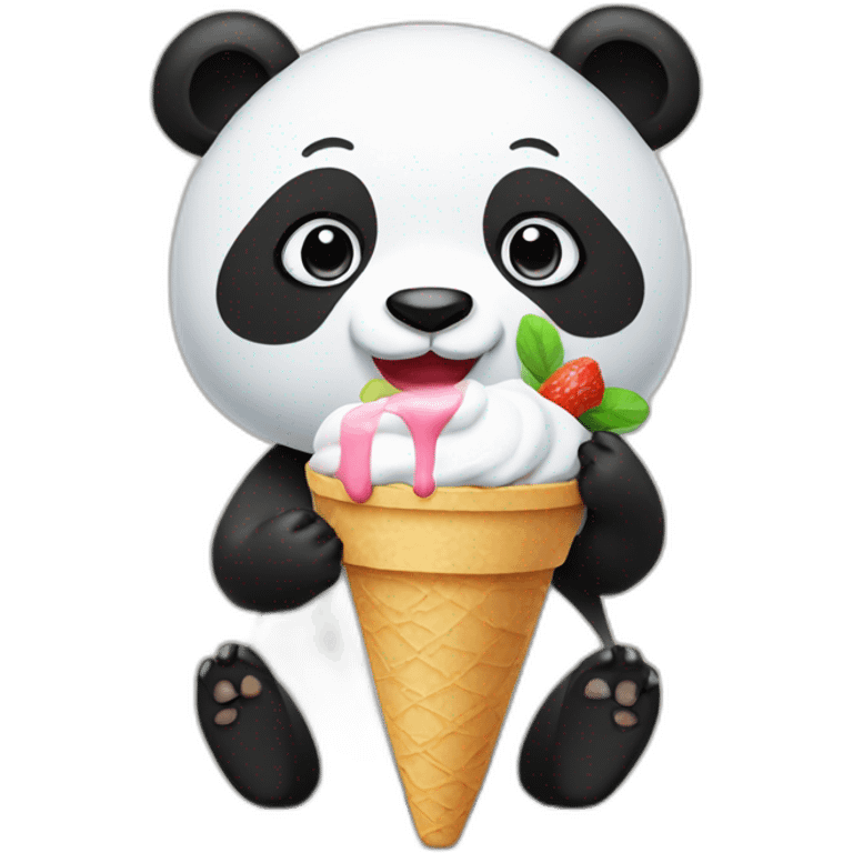 Panda eating ice cream emoji