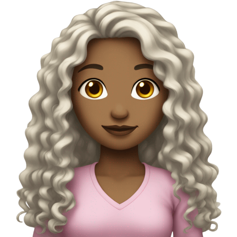 Girl with light skin and long curly black hair emoji