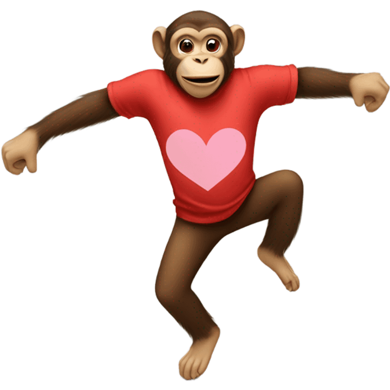 Monkey dancing with a hearth tshirt emoji