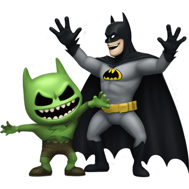 batman and oogie boogie giving each other a high five emoji