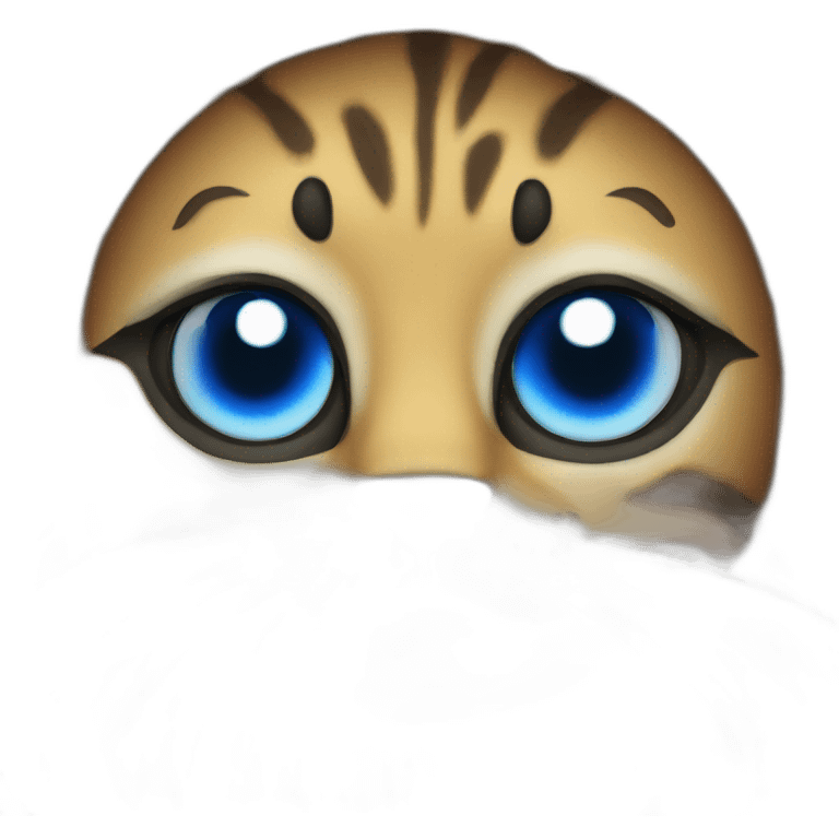 Sun with blue big cat eyes emoji