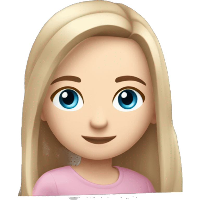 Cute white girl with long straight brown hair and blue eyes, sitting inside a light pink Renault Clio RS emoji