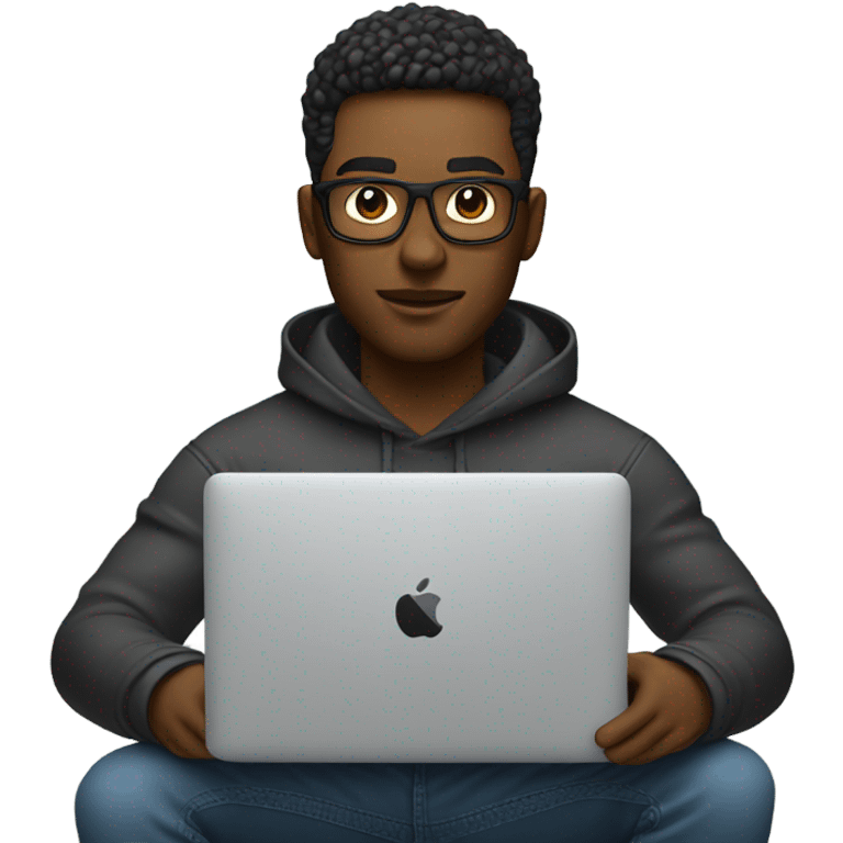 product designer sitting with macbook emoji