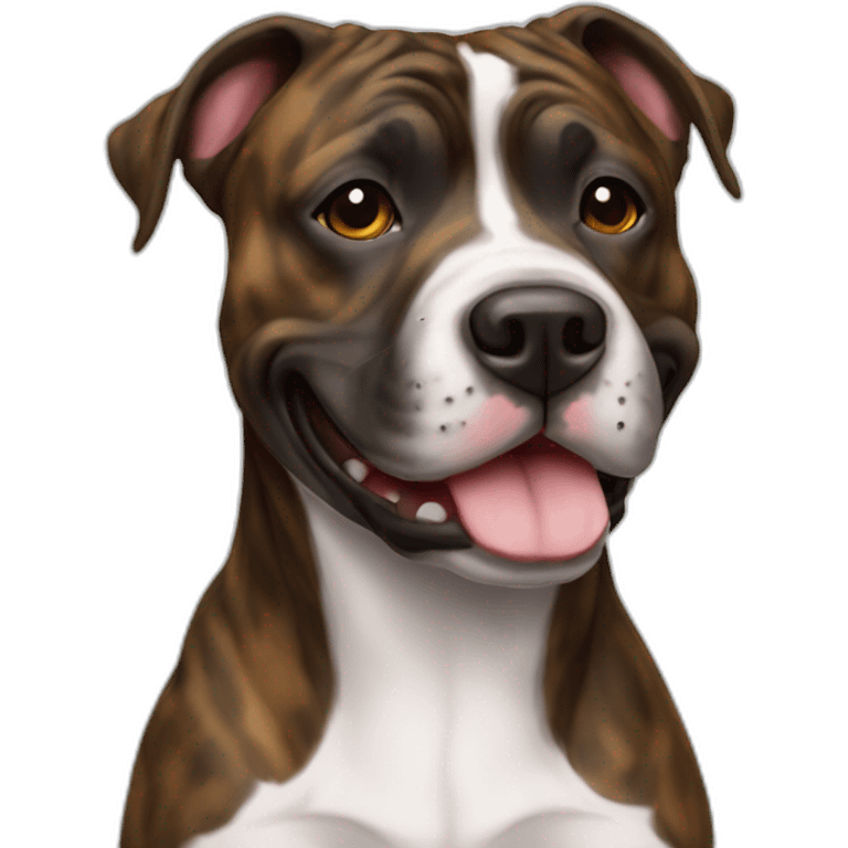 happy brindle Staffordshire with all brindle face and body emoji