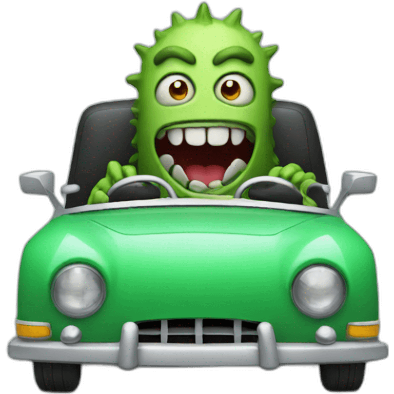 Monster Driving a car  emoji