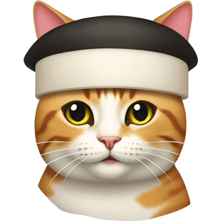 Cat wearing a sushi hat emoji