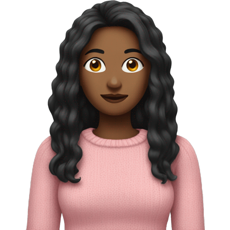 Woman with long black hair wearing a pink sweater  emoji