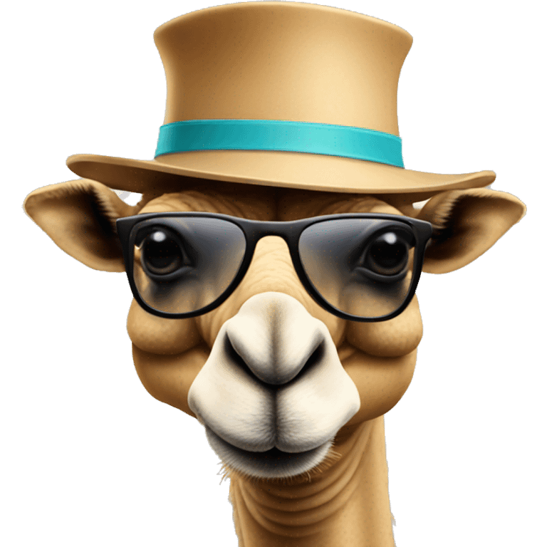 Camel with a hat and sunglasses emoji