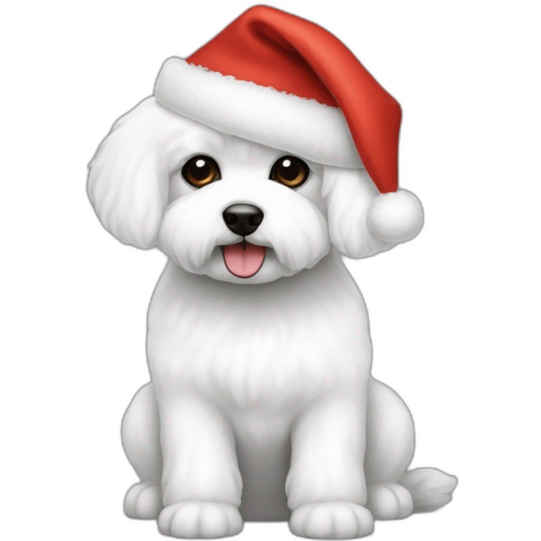 bichon dog-sitting-christmas hat emoji