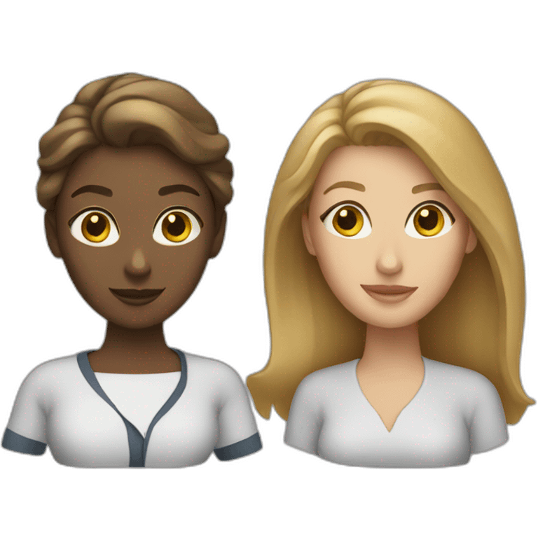 two white women filling paperwork emoji