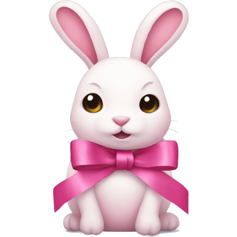 Pink rabbit and ribbon emoji