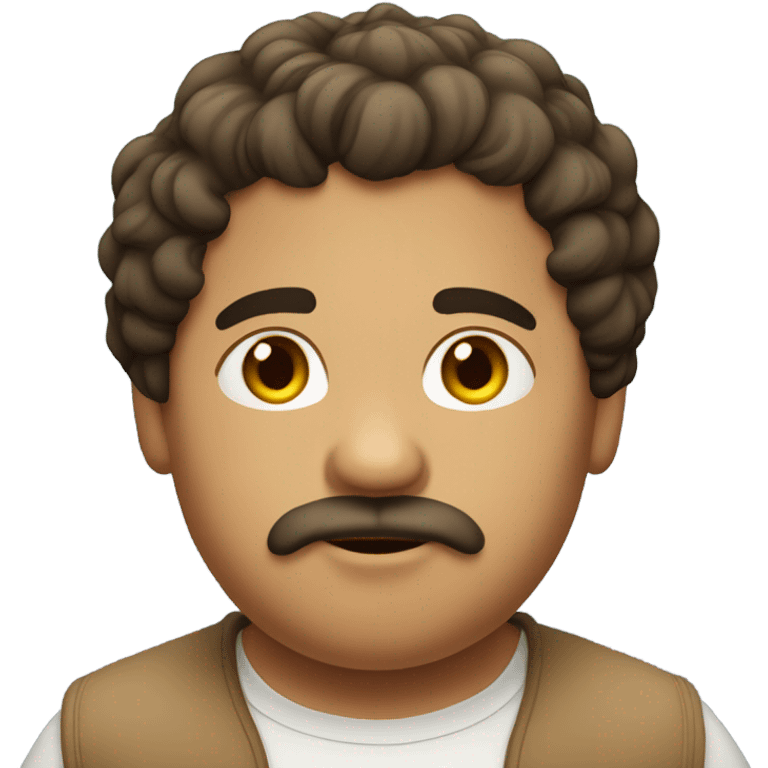 Short hair chubby Mexican guy with facial hair and tan curly hair girl kissing emoji