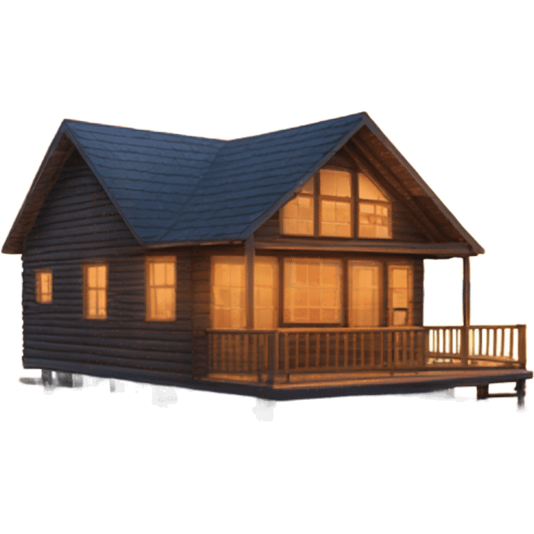 a cabin overlooking a sunset on sea emoji