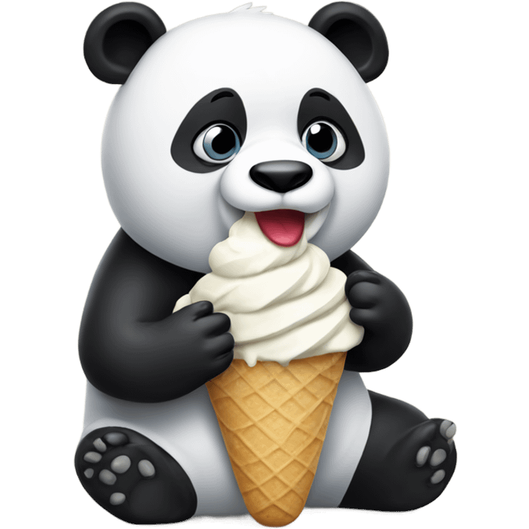 Panda eating ice cream emoji