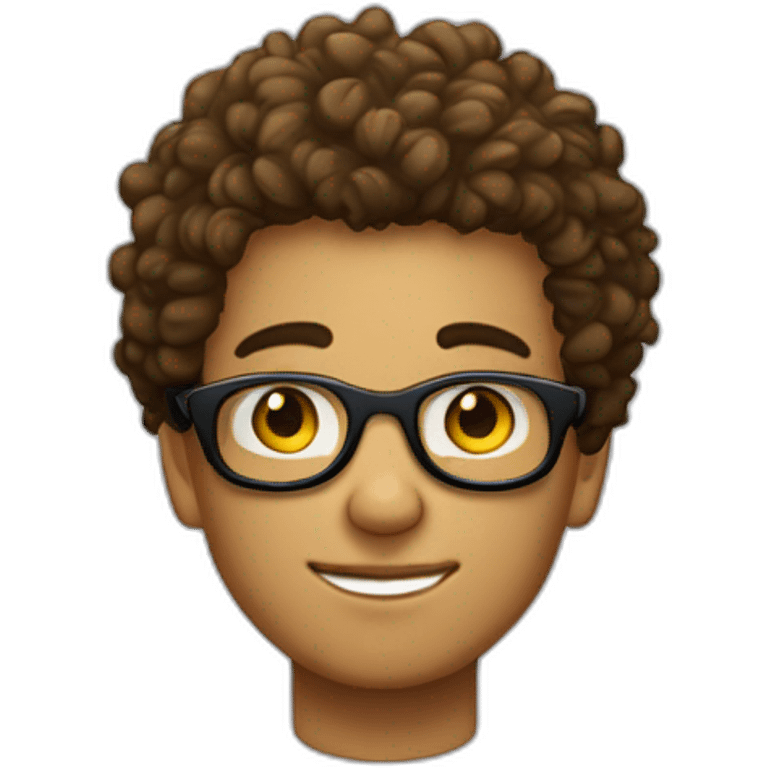 jeune homme avec les cheveux bouclée et des lunettes rondes emoji