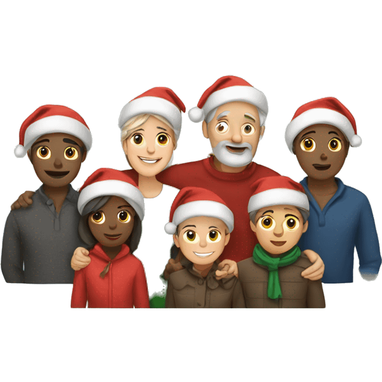 family huddled together for christmas emoji