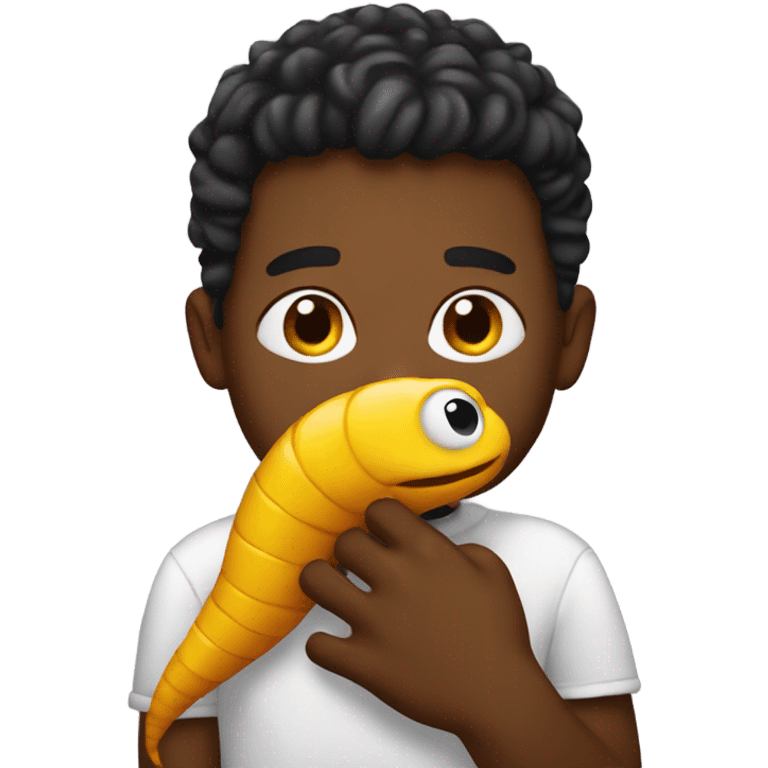 Me hugging a worm emoji