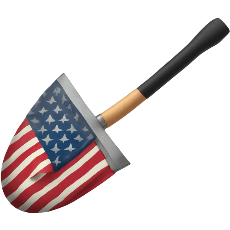 American flag connected to a black shovel emoji