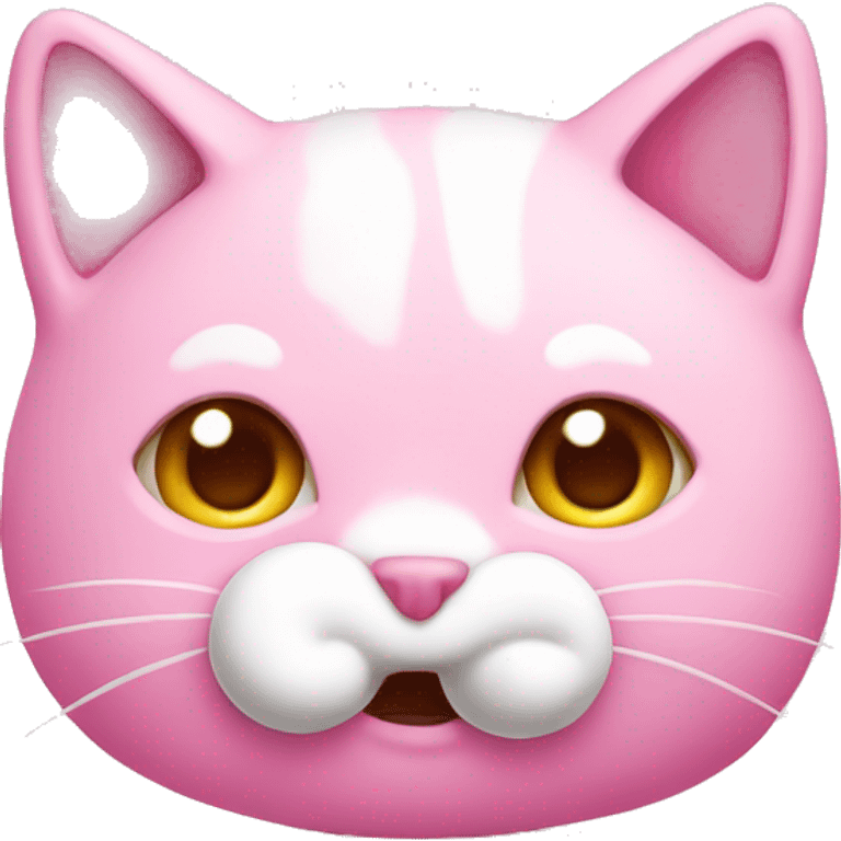 Pink cat with marshmallow  emoji