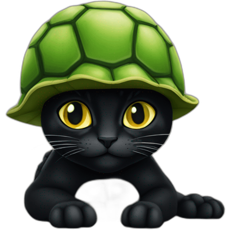 chat noir sur tortue emoji