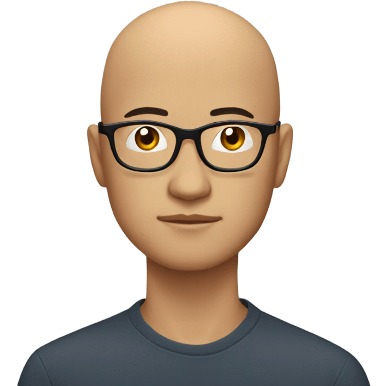  a 35-year old,  bald, Asian man deep in thought, wearing glasses emoji