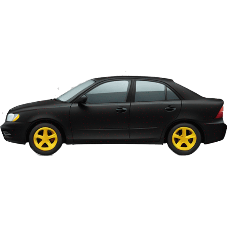 Black car with yellow eyes emoji