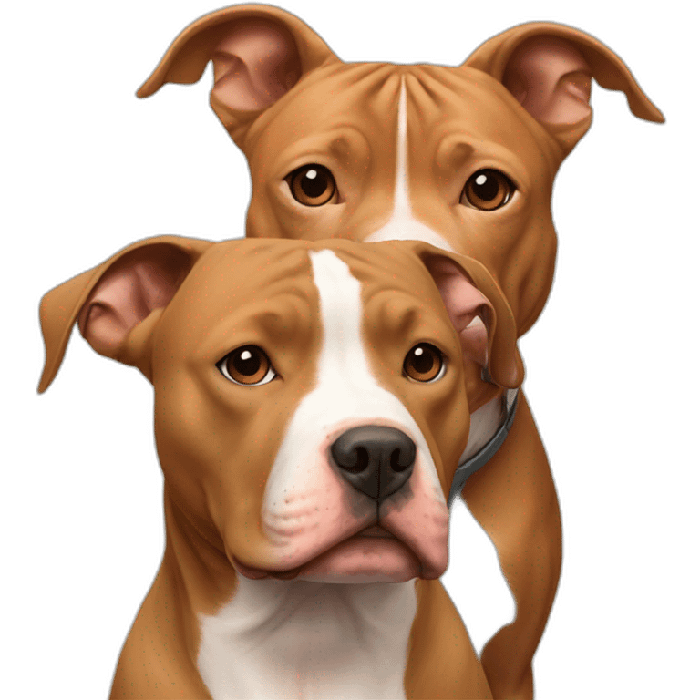 One Tan pitbull with white strip on her face next to with one copper pitbull emoji