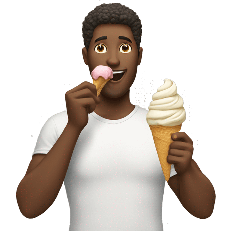 A guy eating ice-cream emoji