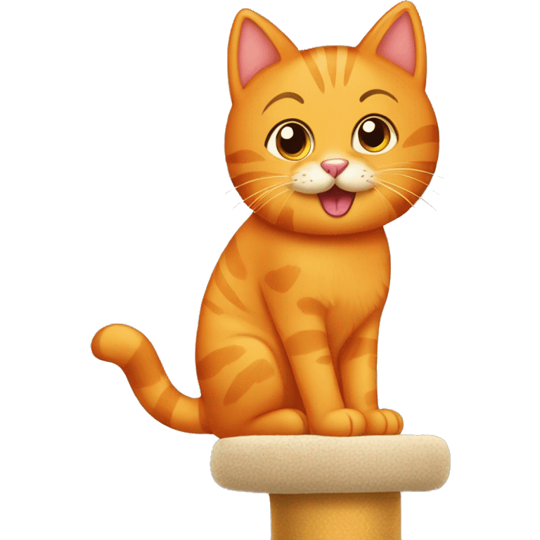 Orange Cat in a cat tree emoji