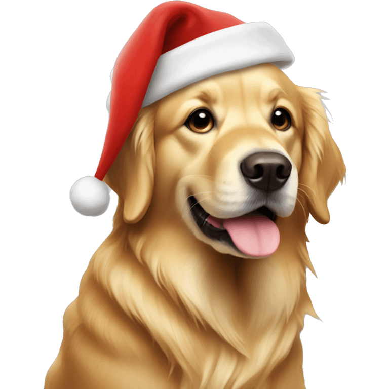 Golden Retriever with Santa hat emoji