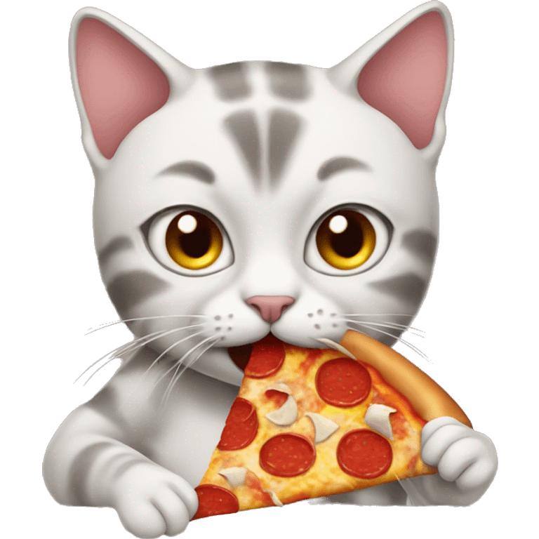 Cat eating pizza emoji