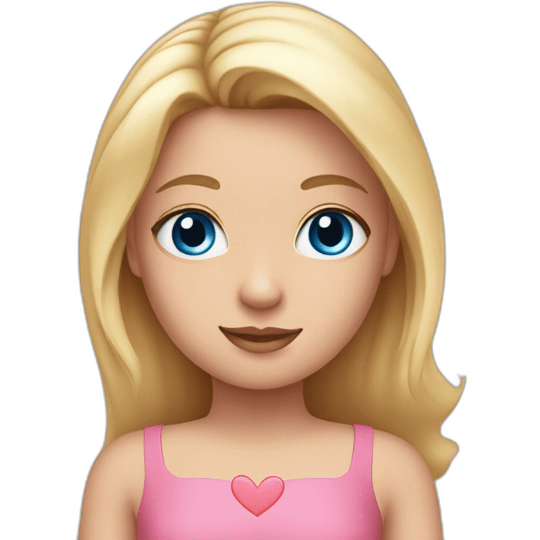 Girl in pink dress with blue eyes, blonde hair, Hearts Instead of Eyes emoji