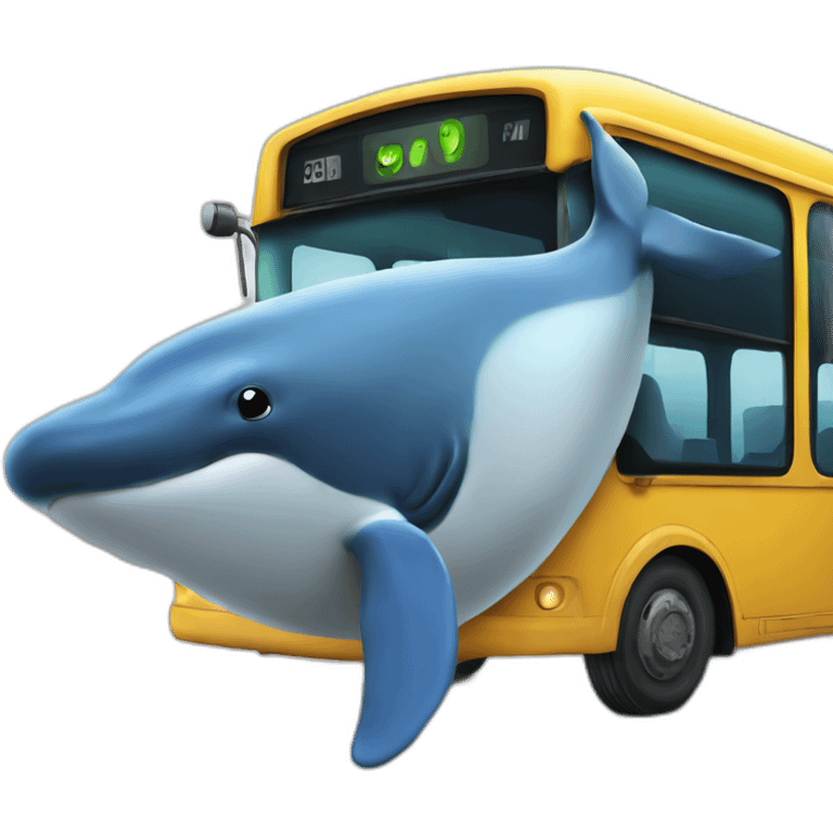 whale sitting in bus playing with his smartphone emoji