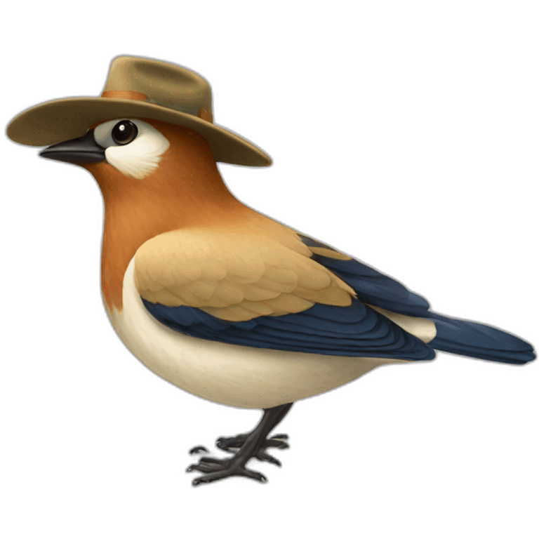 Oiseau avec un chapeau emoji