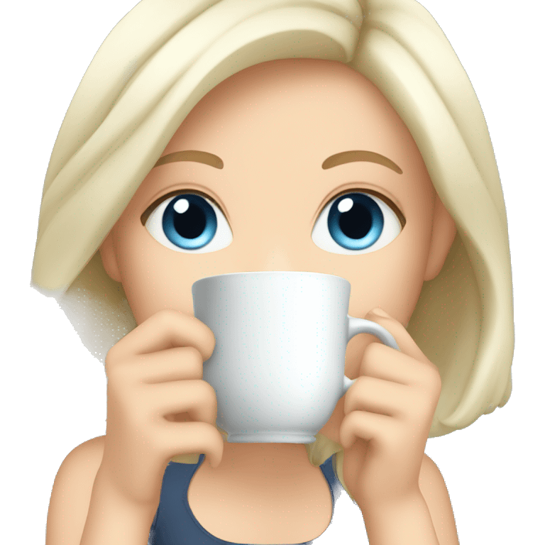 Blue eyed white Girl sipping tea emoji