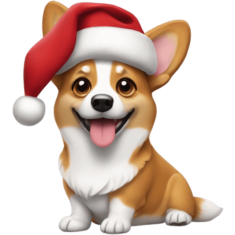 Corgi with Santa hat emoji