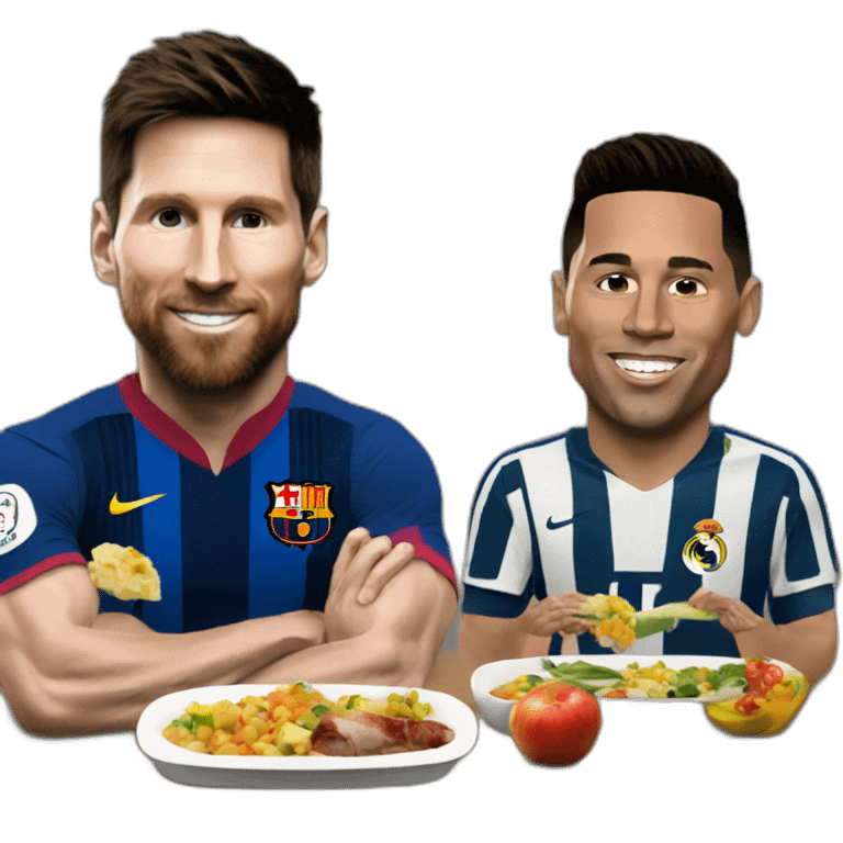 Messi entrain de manger avec ronaldo emoji