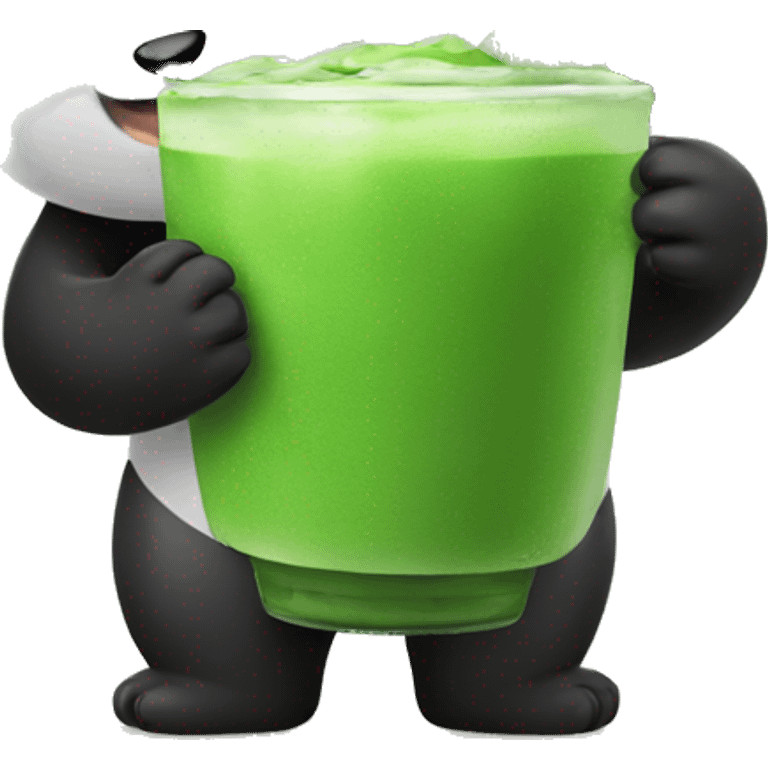 A Aestetic Emjo who is a Panda drinking Matcha emoji