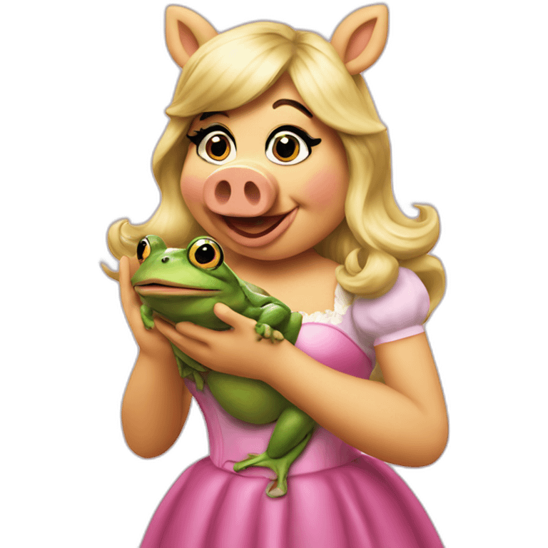 miss piggy eating a frog emoji