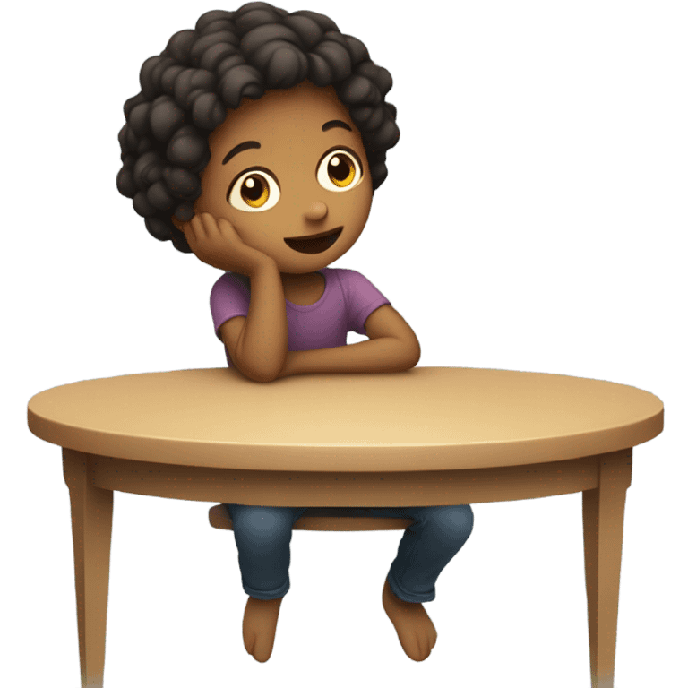 kid sit on the table and fall emoji