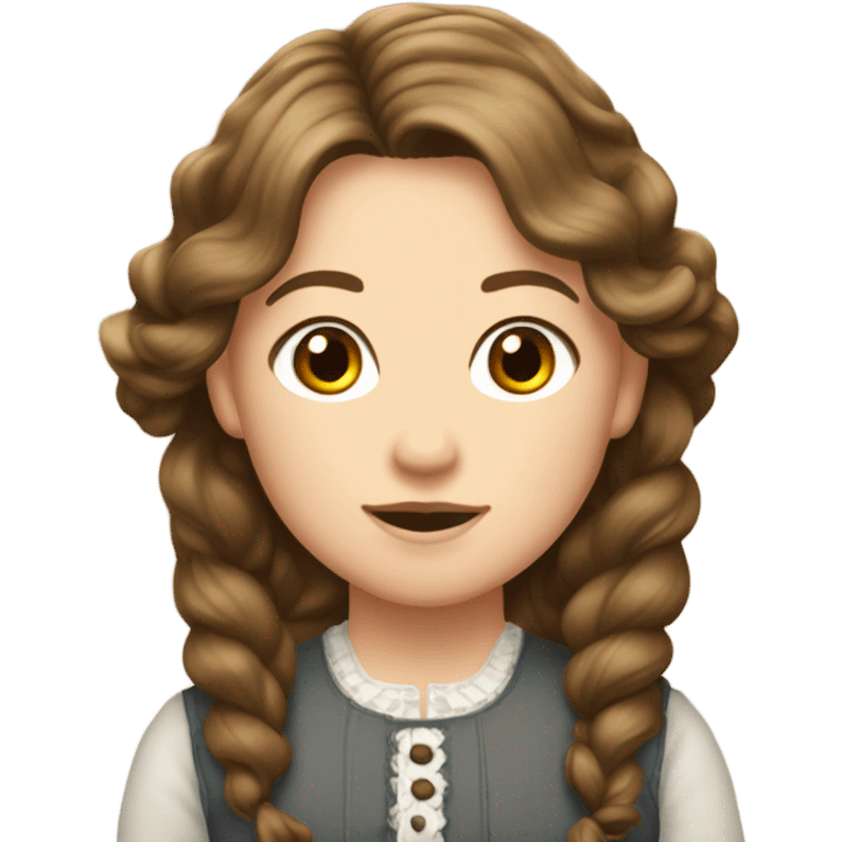 Carrie Ingalls pretty with brown wavy hair realistic and detailed emoji