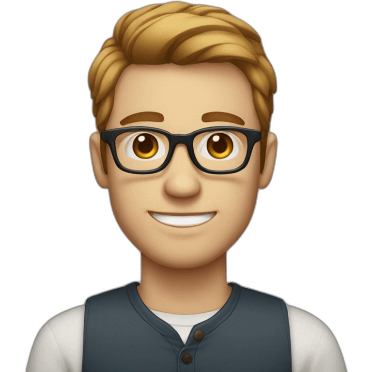 blue eyed man with glasses ligth skinned and brown dyed hair emoji