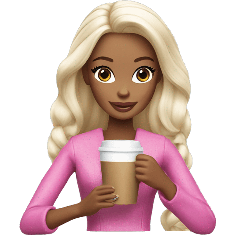 Barbie girl drinking coffee  emoji