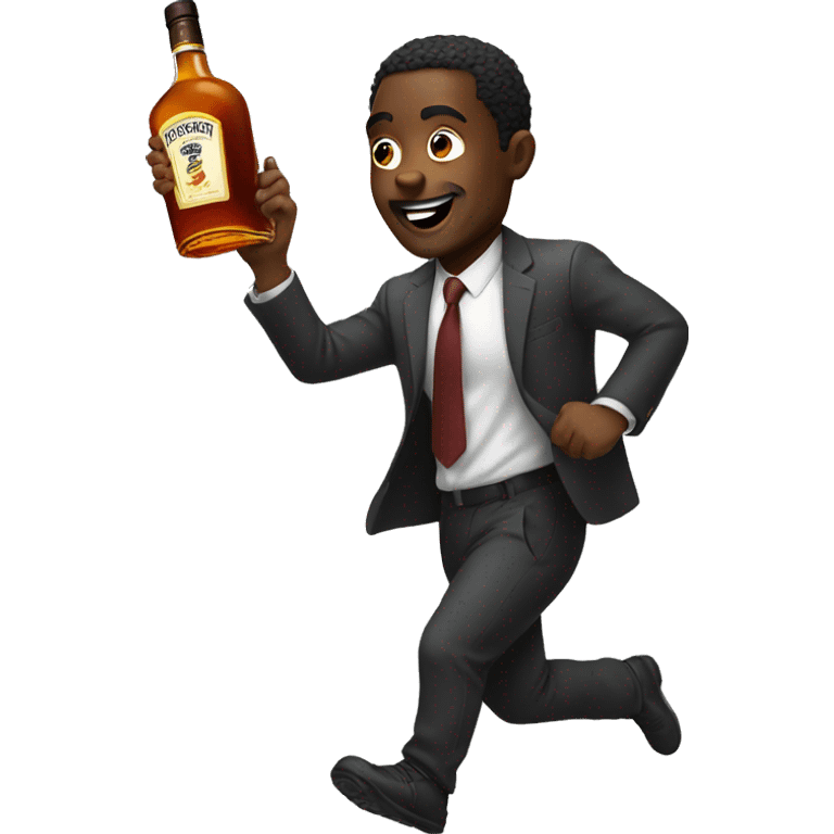 black man running wih bottle of hennessy emoji